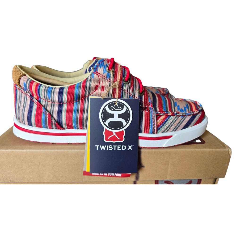 Twisted X WHYCO18‎ Multi-Color Aztec Serape Pattern Canvas Boat Shoes Women's 8M - Picture 7 of 9